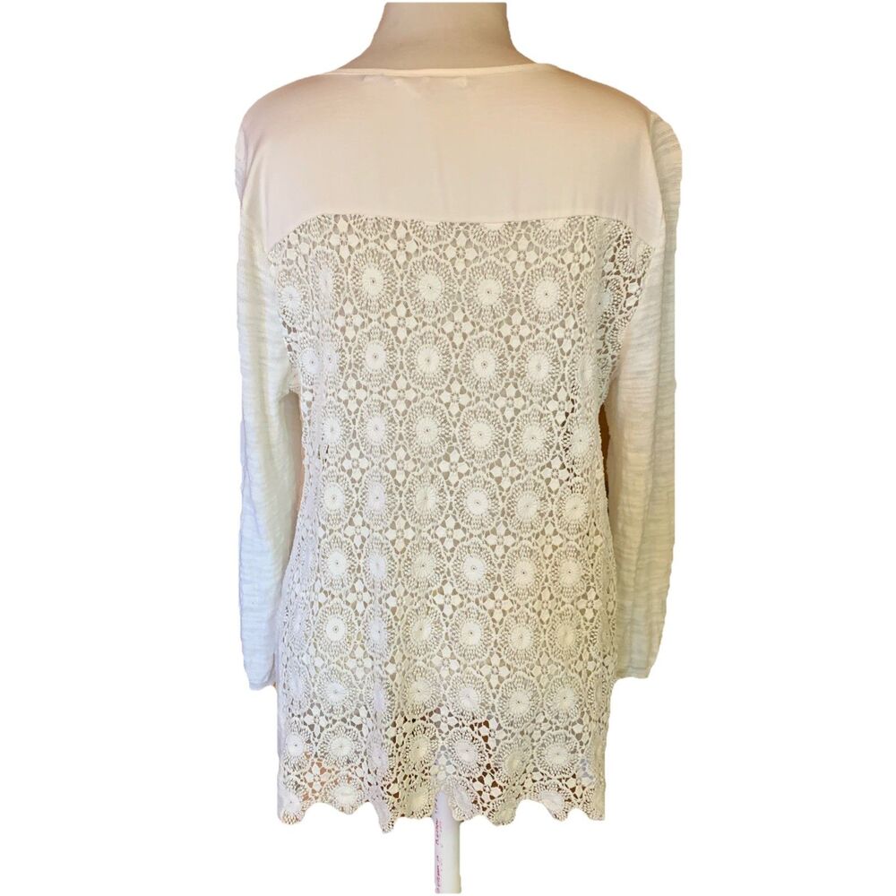 Anthropologie Knitted & Knotted Lace Fairy Top Boho Ivory Romantic Size Large
